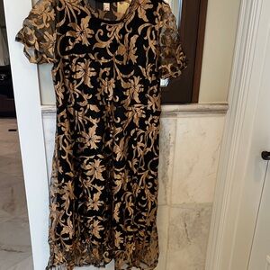 Grace Karin Black and Gold Midi Dress